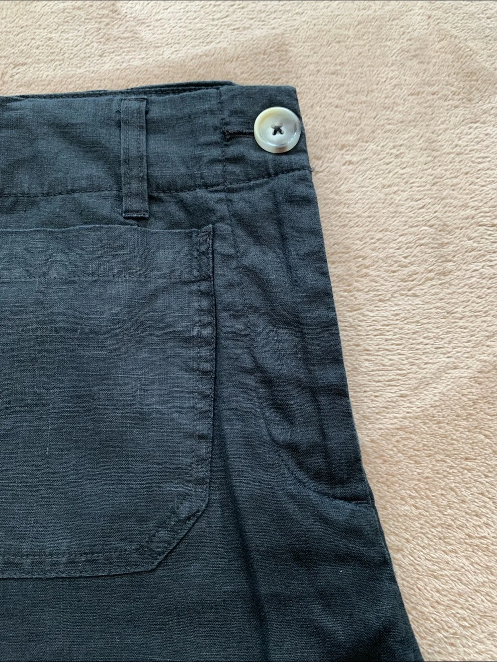 Quince 100% European Linen Patch Pocket Wide Leg Pants - Black Size 4